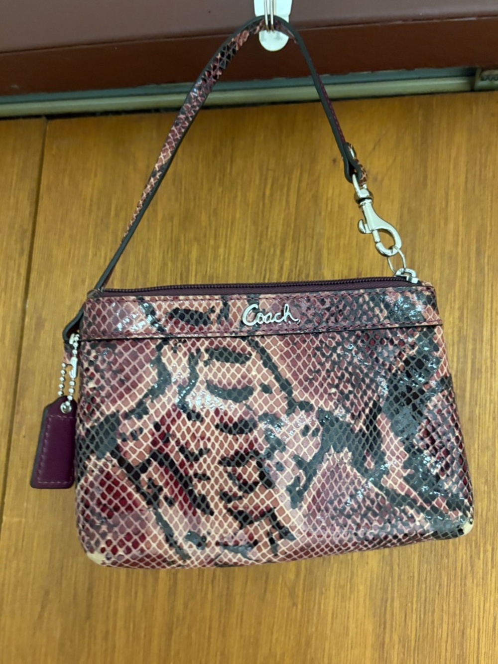 Coach Embossed Snakeskin Wristlet - corner damage - free with purchase!